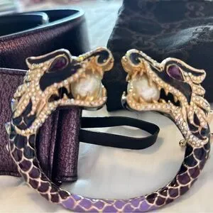 Gucci Tom Ford Purple Metallic Crystal Dragon Belt Gucci Tom Ford 2004 Purple Metallic Belt with Enamel  main image 3